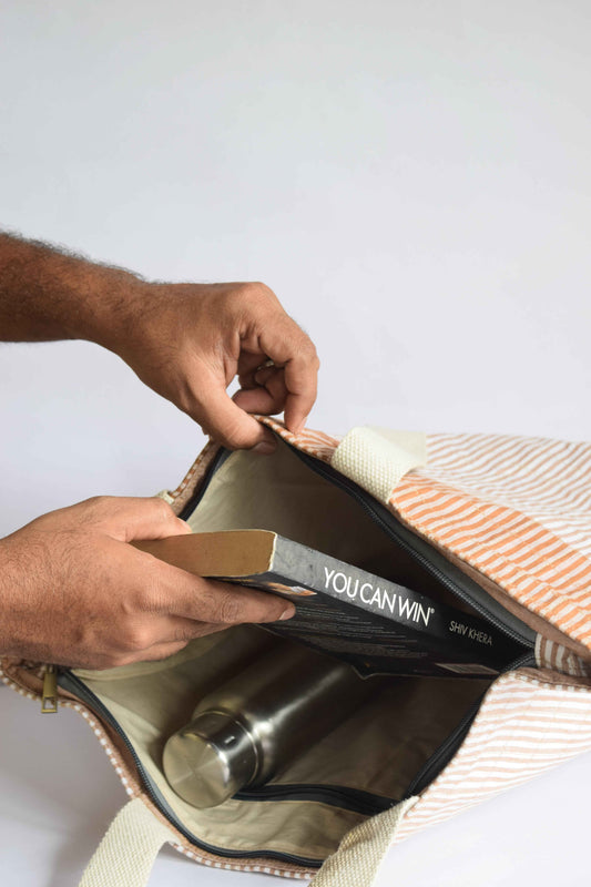 Beige Lungi Tote Bag