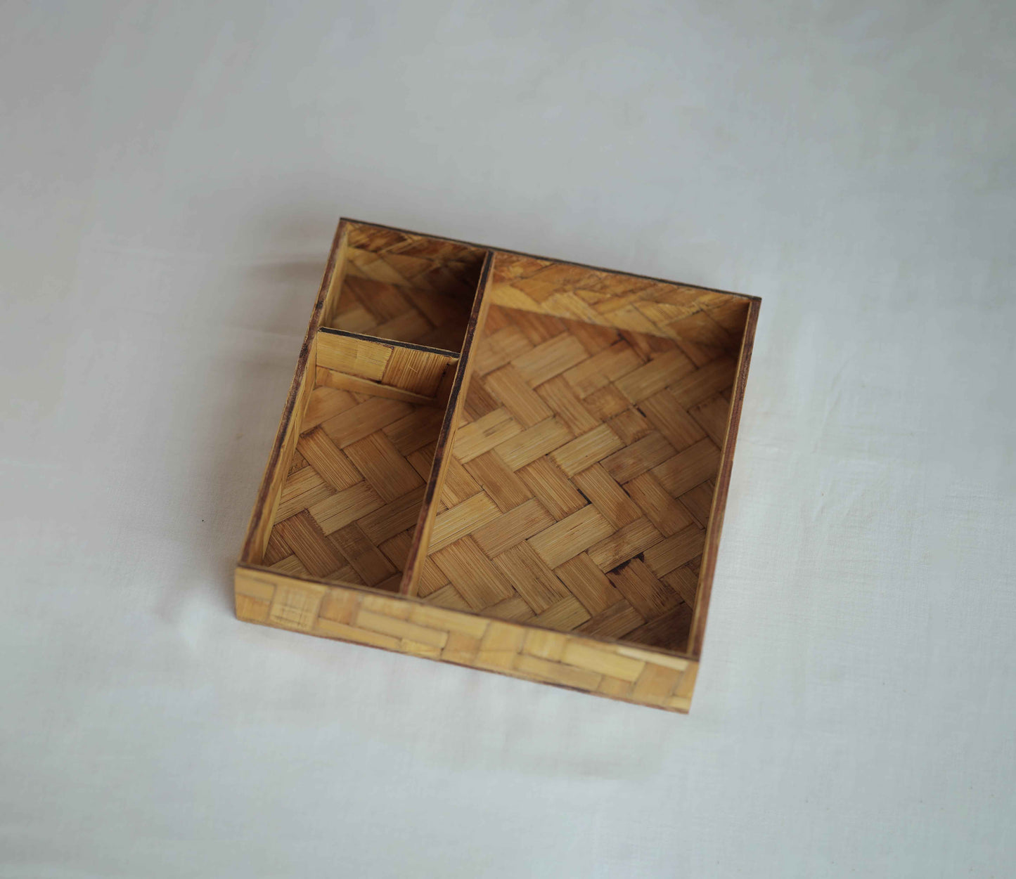 Bamboo Hamper Tray with 3 partitions