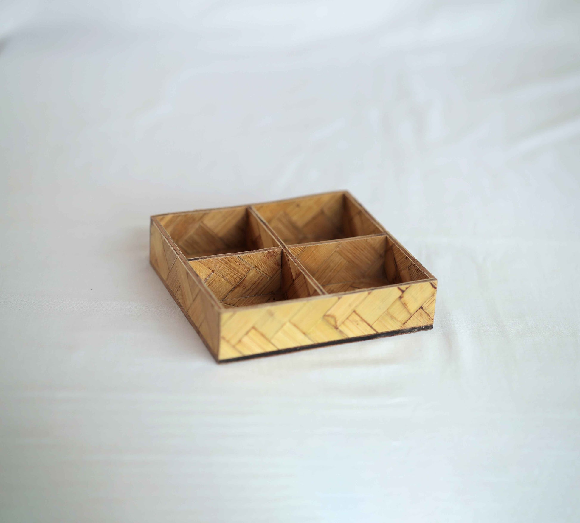 Bamboo Hamper Tray with 4 partitions