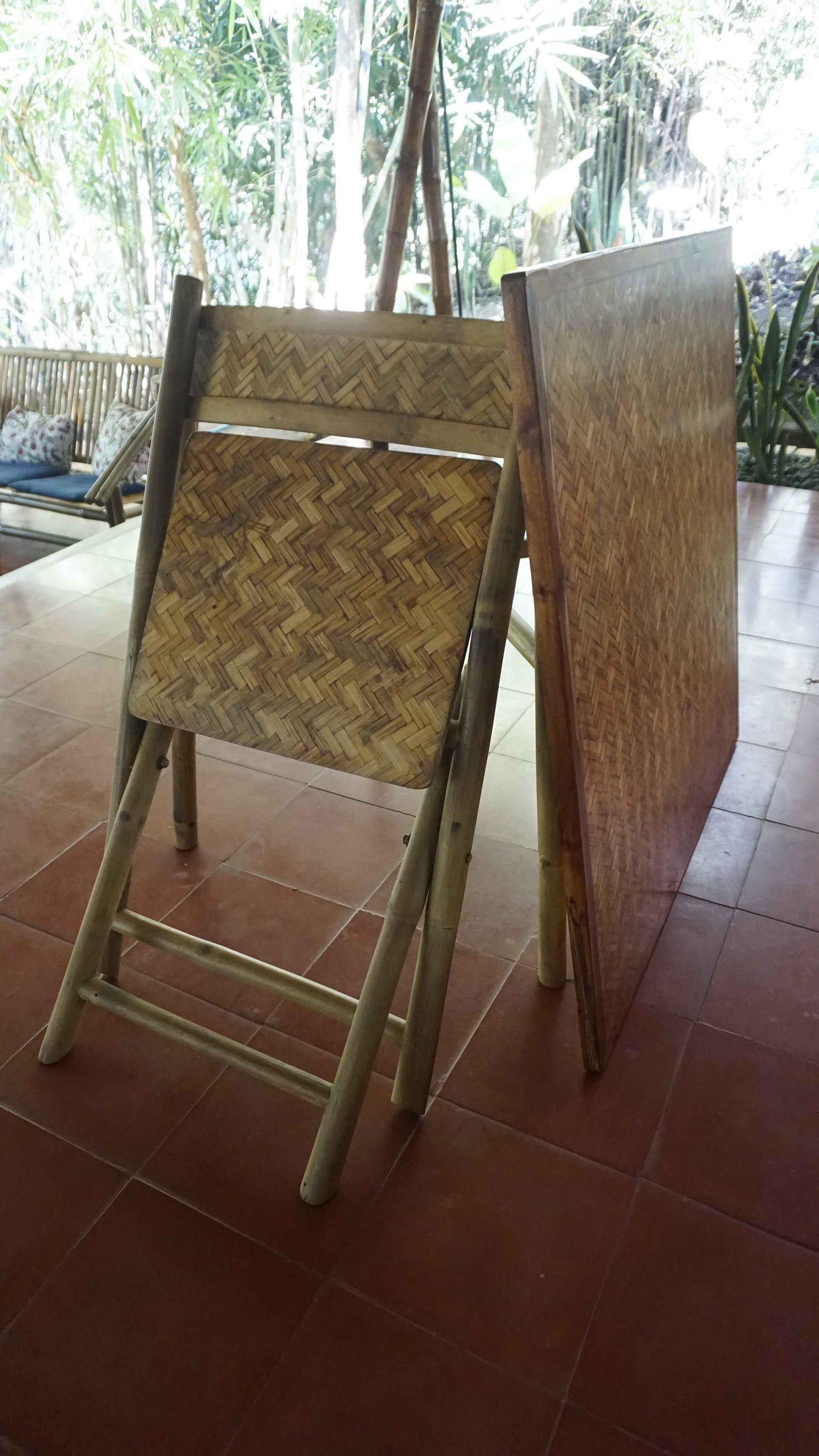 Table with folding chairs